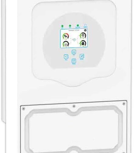 Jednofazowy falownik fotowoltaiczny, hybrydowy On-Grid/Off-Grid, certyfikat CEI 0-21, kolorowy ekran dotykowy LCD, wbudowany inteligentny miernik, w zestawie WiFi i TA, 10 lat, IP65 (6 kW)