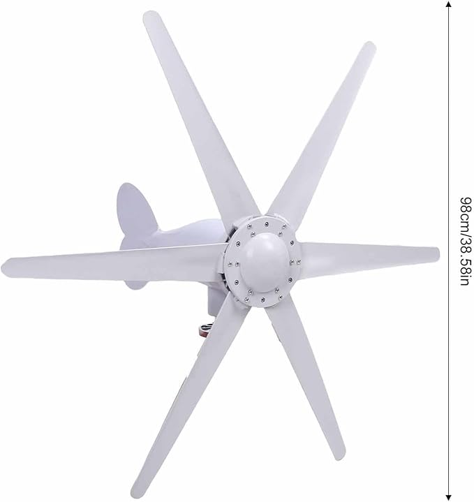 Niskoobrotowa turbina wiatrowa SustVita z rozruchem 1,0 m/s, mocą wyjściową 300 W, 6 łopatami i wbudowanym kontrolerem, kompletny zestaw turbiny wiatrowej do pojazdów kempingowych - obrazek 2