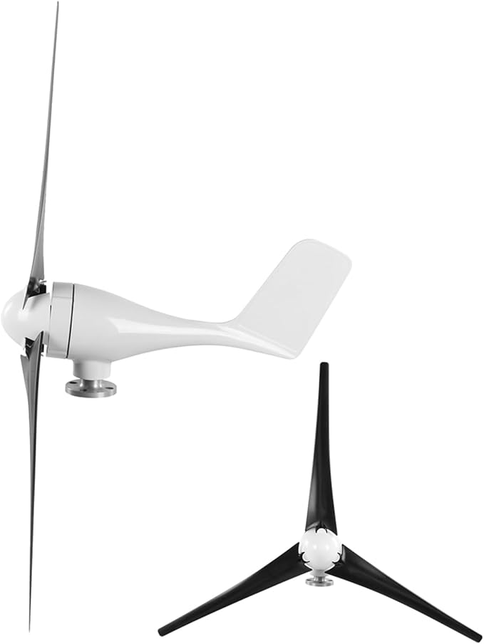 Annadue Zestaw Małych Turbin Wiatrowych o Mocy 1200 W, 3 łopatkowe Części Zasilające do ładowania W Domu Morskim, Wysokie Wykorzystanie Energii Wiatru, łatwa Instalacja (BLACK #15)