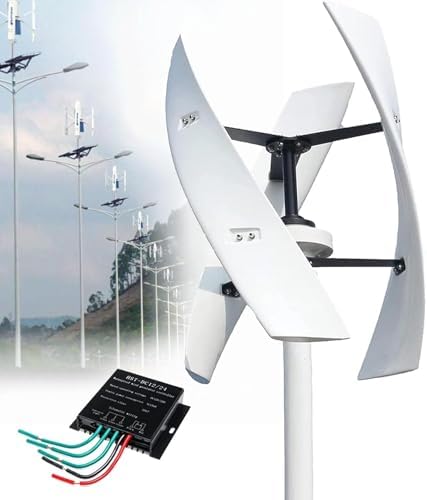 Zestaw turbin wiatrowych z regulatorem ładowania, pionowy system wytwarzania prądu, 20000 W, pionowa turbina wiatrowa z osią pionową, zestaw 3 łopatek do użytku na zewnątrz, 12 V/24 V/48 V/220 V z