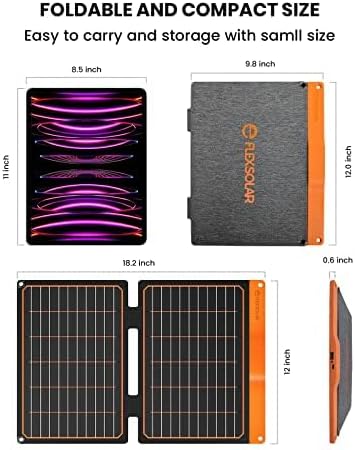 Ładowarka solarna 20 W, FlexSolar panel słoneczny, składany, 2 porty (USB-A, USB-C), przenośny, lekki panel awaryjny ETFE, wodoszczelność IP67, wędrówki, kemping, do telefonów komórkowych - obrazek 4