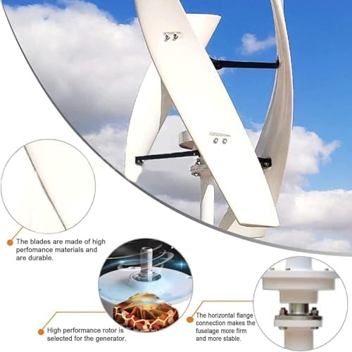 Zestaw turbin wiatrowych z regulatorem ładowania, pionowy system wytwarzania prądu, 20000 W, pionowa turbina wiatrowa z osią pionową, zestaw 3 łopatek do użytku na zewnątrz, 12 V/24 V/48 V/220 V z - obrazek 4