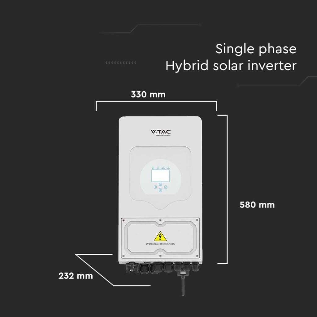 Jednofazowy falownik fotowoltaiczny, hybrydowy On-Grid/Off-Grid, certyfikat CEI 0-21, kolorowy ekran dotykowy LCD, wbudowany inteligentny miernik, w zestawie WiFi i TA, 10 lat, IP65 (6 kW) - obrazek 5