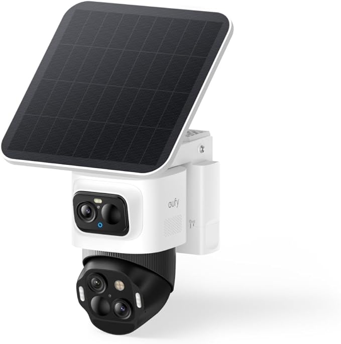 eufy bezprzewodowa kamera do monitoringu S4, 4K, PTZ, 3 obiektywy | bezprzewodowa, solarna, 4K UHD, 3 obiektywy PTZ, AI, 8× zoom, bez opłat miesięcznych