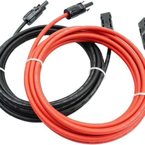 Profesjonalny kabel połączeniowy, przedłużacz z obu stron, wtyczka solarna, kabel solarny czerwony/czarny, 6 mm², w zestawie zamontowana wtyczka solarna (4 mm² 4 m)