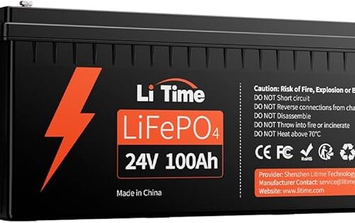 LiTime Bateria litowa LiFePO4 24V 100Ah, Akumulator LiFEPO4 Wbudowany 100A BMS, 4000+ Cykli, 10 Lat Żywotności, Bateria Lifepo4 24V Odpowiednia Do Przyczep Kempingowych, Solarnych, Morskich