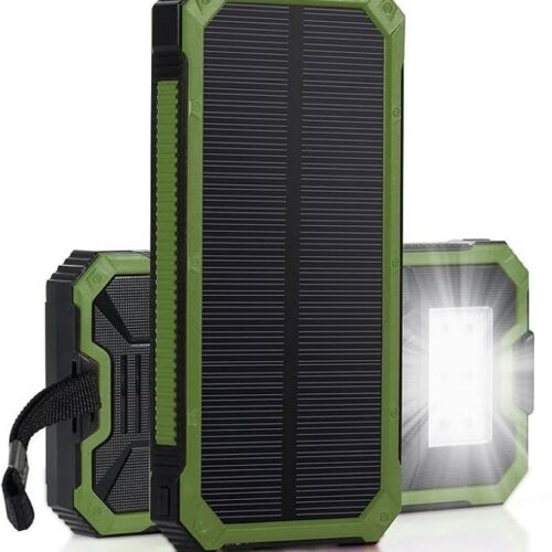 Bank Energii Słonecznej Przenośny Bank Mocy Ładowarka Banku Mocy Akumulator Energii Podwójny Mobilny Bank Mocy USB Etui na Powerbank(Zielony)