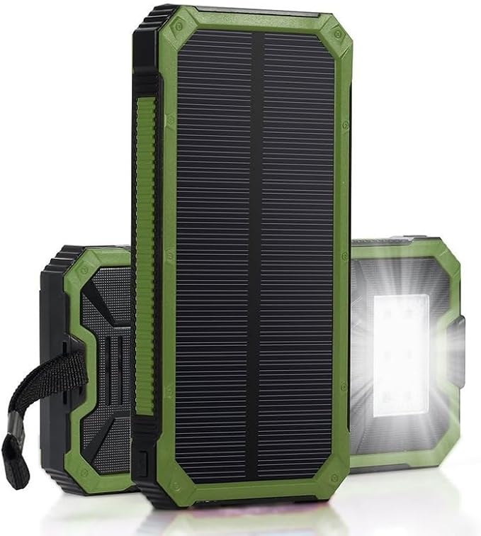 Bank Energii Słonecznej Przenośny Bank Mocy Ładowarka Banku Mocy Akumulator Energii Podwójny Mobilny Bank Mocy USB Etui na Powerbank(Zielony)