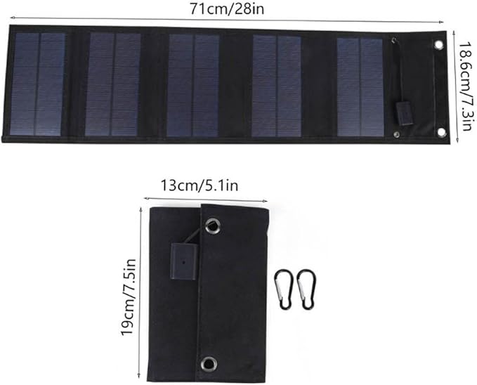 BuyWeek Składany panel słoneczny 20 W, ładowarka do przenośnego panelu słonecznego 5 V USB, ładowarka solarna do telefonu komórkowego, ładowarka solarna na kemping, do aktywności na świeżym powietrzu - obrazek 2