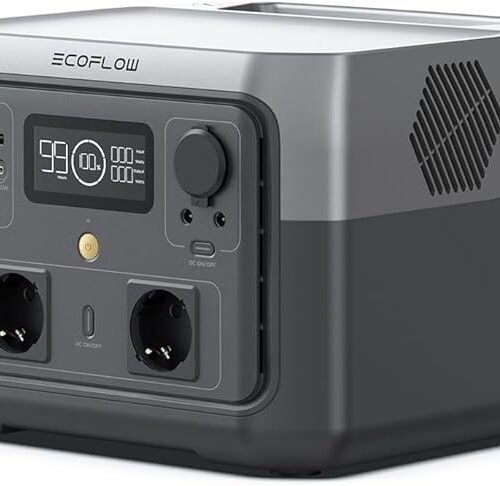 ECOFLOW Przenośna stacja zasilania RIVER 2 MAX, bateria LiFeP04 512 Wh/szybkie ładowanie w 1 godz., moc wyjściowa do 1000 W, generator słoneczny, do użytkowania na kempingu, w kamperach
