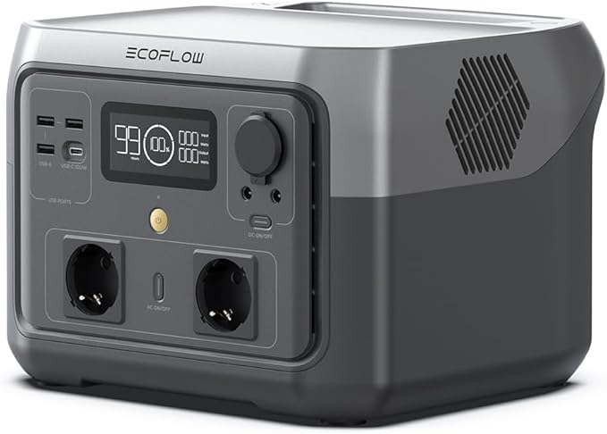 ECOFLOW Przenośna stacja zasilania RIVER 2 MAX, bateria LiFeP04 512 Wh/szybkie ładowanie w 1 godz., moc wyjściowa do 1000 W, generator słoneczny, do użytkowania na kempingu, w kamperach