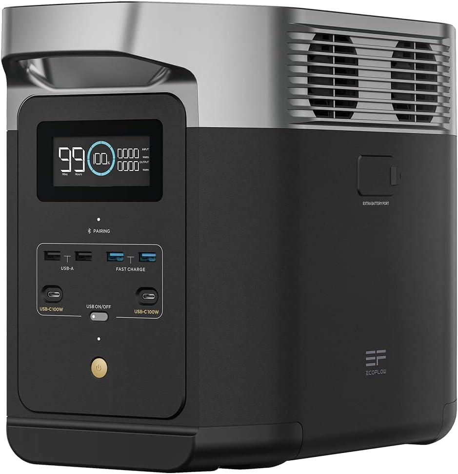 EF ECOFLOW DELTA 2 przenośna stacja zasilania 1024 Wh, generator solarny, pojemność do 3 kWh, na kemping, do kampera, małych wad opakowań, nieużywany produkt (odnowiony) - obrazek 2