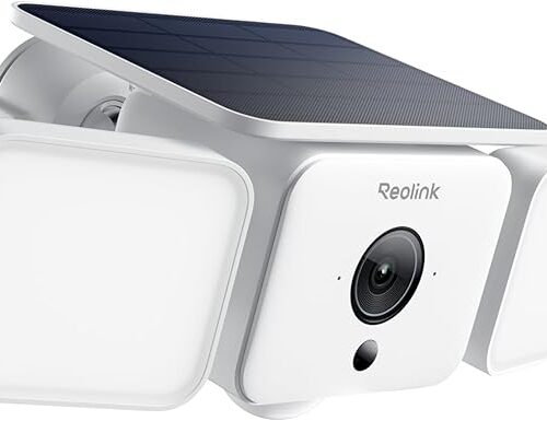 Reolink Solar Floodlight Cam, Bezprzewodowa Zewnętrzna Kamera Monitoringu 2K 150°, Oświetlenie Do 1000 Lm I Alarm Syreną, Reflektor Aktywowany Ruchem AI/PIR, Kolorowy Tryb Nocny, WiFi 6, IP66