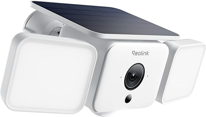 Reolink Solar Floodlight Cam, Bezprzewodowa Zewnętrzna Kamera Monitoringu 2K 150°, Oświetlenie Do 1000 Lm I Alarm Syreną, Reflektor Aktywowany Ruchem AI/PIR, Kolorowy Tryb Nocny, WiFi 6, IP66