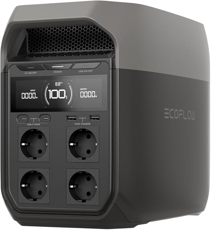 EF ECOFLOW DELTA 3 Przenośna stacja zasilania, generator fotowoltaiczny 1024 Wh, bateria LiFePO4, szybkie ładowanie 0–70% w 30 min, możliwość rozbudowy do 5 kWh, na kempingu i w kamperze