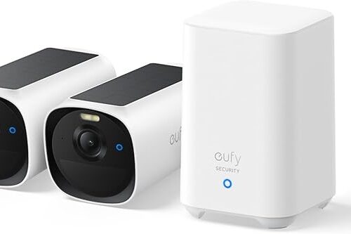 eufy Security eufyCam E40 Dodatkowa kamera Solar, na zewnątrz, bezprzewodowa, ciągłe zasilanie, rozdzielczość 2K, kamera bezpieczeństwa domowego (Dwie kamery)