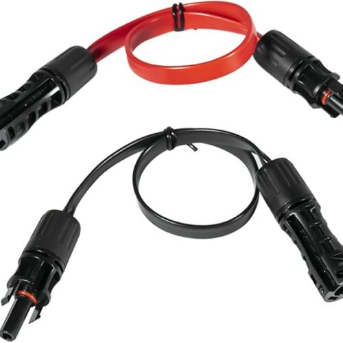 WANGCL 2szt. Kabel solarny 1500V/50A Przewód przedłużający fotowoltaiczny Płaski przewód połączeniowy do paneli słonecznych Kabel fotowoltaiczny Elektrownia słoneczna - czarny + czerwony