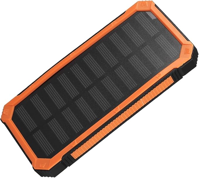 Przenośny powerbank solarny z funkcją szybkiego ładowania i podwójnym złączem USB, zewnętrzny na kemping i sprzęt survivalowy (pomarańczowy)