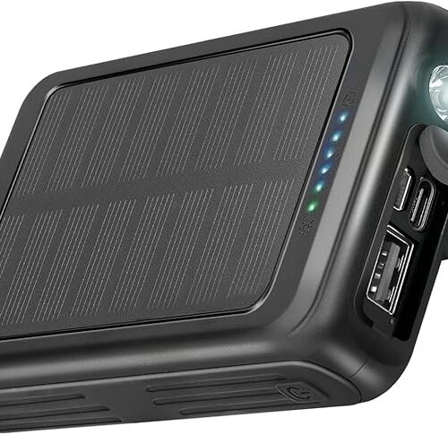 SBS Solar MagSafe PowerBank, 5000 mAh, Power Bank z panelem słonecznym, bezprzewodowe ładowanie, inteligentne ładowanie (IC), latarka LED, przenośna ładowarka podróżna, kompaktowa konstrukcja, czarna