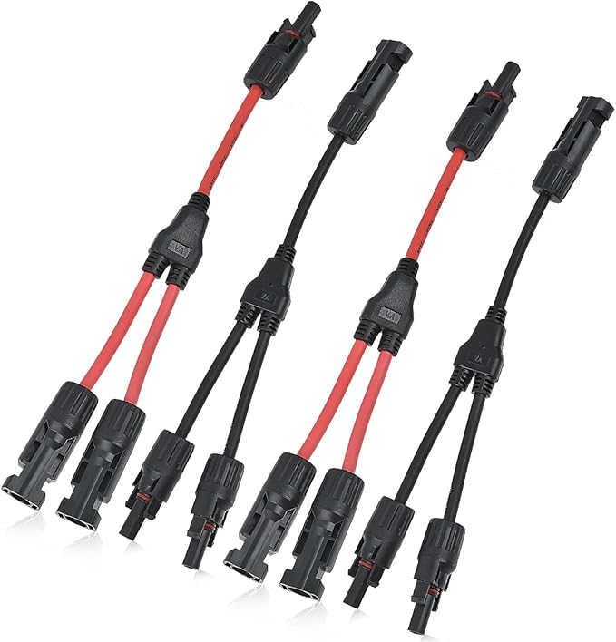 2 pary kabli solarnych, rozdzielacz Y, kabel do paneli słonecznych MMF+FFM do równoległego przyłącza fotowoltaicznego, wtyczka do paneli słonecznych, przyłącze solarne, adapter równoległy do