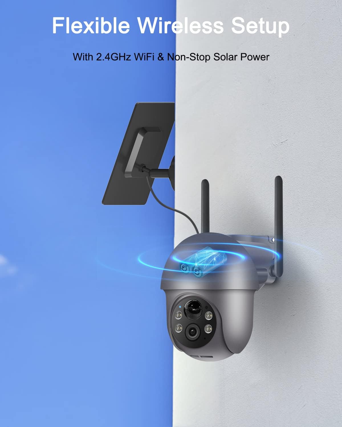 ANRAN Zewnętrzna kamera nadzorująca WiFi 5MP, wykrywanie człowieka, noktowizor kolor, dwukierunkowy dźwięk, 360°, syrena i alarm świetlny, kompatybilna z Alexa/SD/Cloud, Q01 szara | Kamera z panelem słonecznym, wykrywanie ruchu PIR, noktowizor FHD, obsługa Alexa, Q01 Max szara - obrazek 3