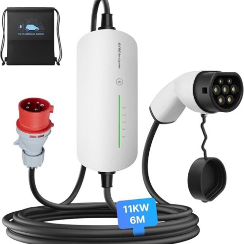 Przenośna stacja ładowania Wallbox 11kW z kablem ładującym CEE 16A do ładowarki EV typu 2 z torbą transportową do wszystkich pojazdów elektrycznych Max 11kW 16Amp 6 metrów Trójfazowy