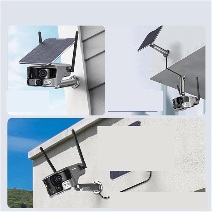 Kamera IP bezpieczeństwa na zewnątrz, Zewnętrzna Kamera Solarna 4k, Noktowizor, Podwójny Obiektyw, Szeroki Kąt Widzenia 180°, Panel Słoneczny 6 W Obrazy HD(WIFI With 128G) - obrazek 4