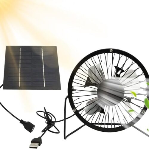 Solarny Wentylator do Szklarni Przenośna Cyrkulacja Powietrza 5W Chłodzenie | Słoneczny Wentylator Podłogowy dla Psiej Budy Kurnika Szklarni Szopy Pomieszczenia Magazynowego Kabiny Zamkniętej