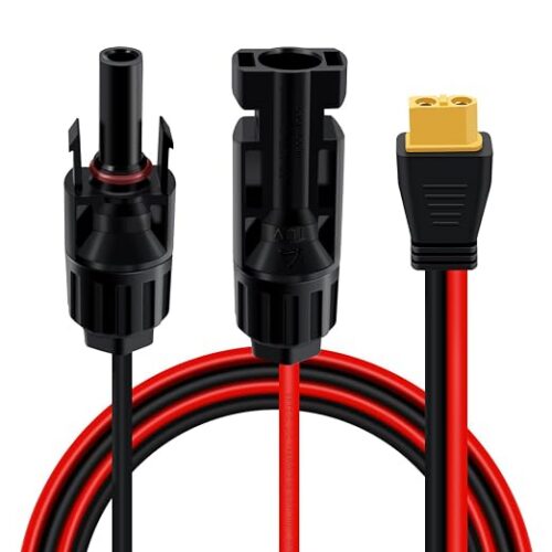 Kabel Solarny z Wtykiem XT60, Kabel ładujący 12 AWG, Adapter XT60 na Gniazdo Wtyku Solarnego do Przenośnych Paneli Słonecznych, Generator Solarny Kraftwerk (3 m)