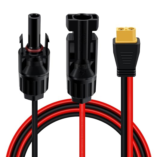 Kabel Solarny z Wtykiem XT60, Kabel ładujący 12 AWG, Adapter XT60 na Gniazdo Wtyku Solarnego do Przenośnych Paneli Słonecznych, Generator Solarny Kraftwerk (3 m)