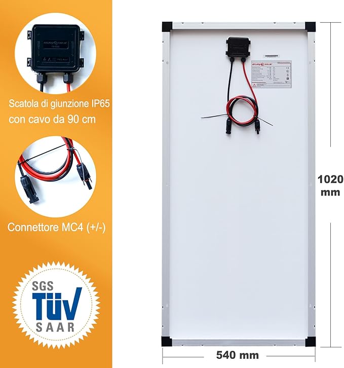 enjoy solar® Monokrystaliczny Panel słoneczny 100W 12V, PERC 9BB – idealny do kampera, instalacji balkonowej, altanki, łodzi - obrazek 3