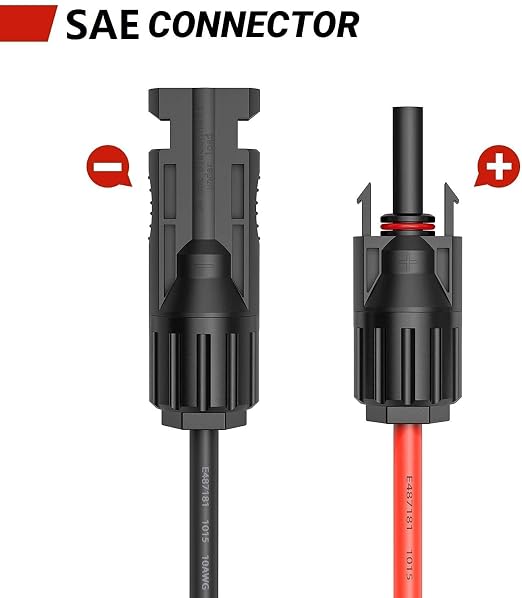 Przyłącze fotowoltaiczne do adaptera SAE, panel słoneczny, wtyczka do adaptera SAE, złącze kabla 10AWG, zestaw do ładowania baterii paneli słonecznych RV 35 cm - obrazek 4
