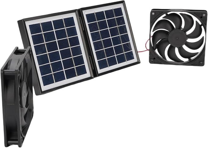 Wentylator Solarny Wywiewny Wentylacja Nawiewna lub Wywiewna | Przeciwdeszczowy 10W Cyrylator Powietrza Do Okien Szklarni Kurników Bud Dla Psów Podwórek - obrazek 5