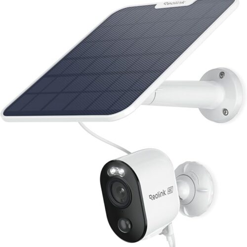 Reolink Akumulatorowa Zewnętrzna Kamera Bezpieczeństwa 8MP, 2.4/5GHz WiFi, Wykrywaniem Ludzi/Pojazdów/Zwierząt, Czujnik PIR, Kolorowa Noktowizja, Dwukierunkowe Audio, Argus 3 Ultra z Panel Słoneczny