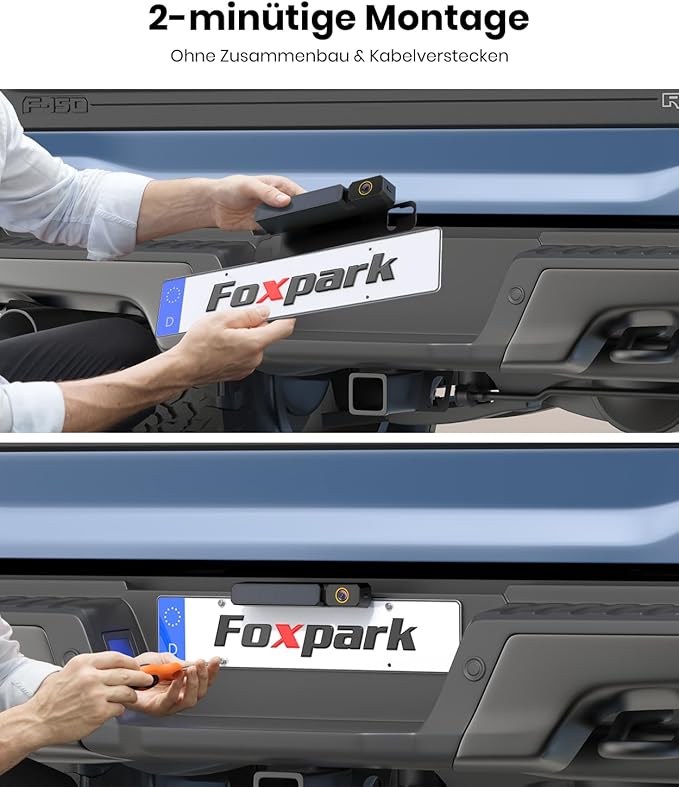 Foxpark Kamera solarna do cofania bez przewodów: szybka instalacja 2 minuty, HD 1080P, 5-calowy monitor, widzenie nocne, IP69K, wodoodporna - obrazek 2