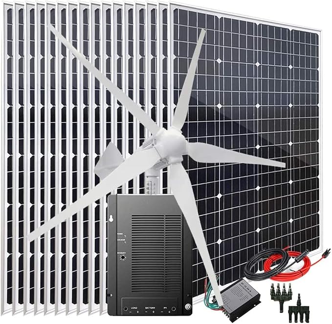 Zestaw paneli słonecznych 2920 W Zestaw paneli słonecznych 48 V ładowarka akumulatorów do łodzi kempingowych, łodzi morskich, systemu poza siecią|16 szt. 120 W mono panel słoneczny + 1000 W generato