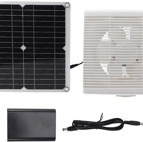 Zestaw wentylatorów słonecznych na kemping, przenośny wentylator solarny z baterią, monokrystaliczny panel krzemowy, mocny wentylator wyciągowy