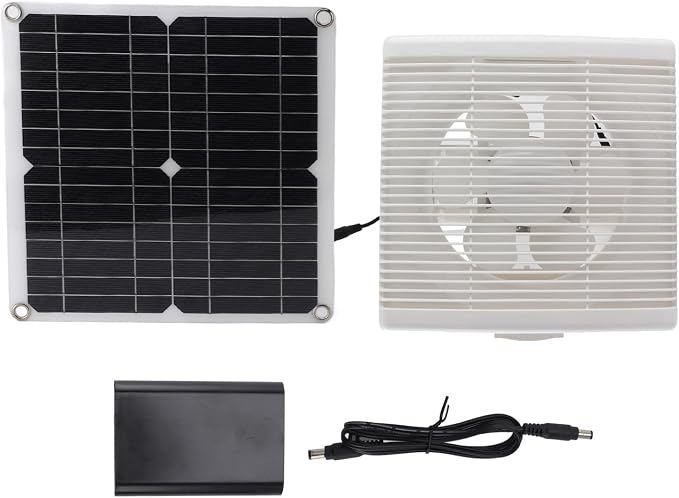 Zestaw wentylatorów słonecznych na kemping, przenośny wentylator solarny z baterią, monokrystaliczny panel krzemowy, mocny wentylator wyciągowy