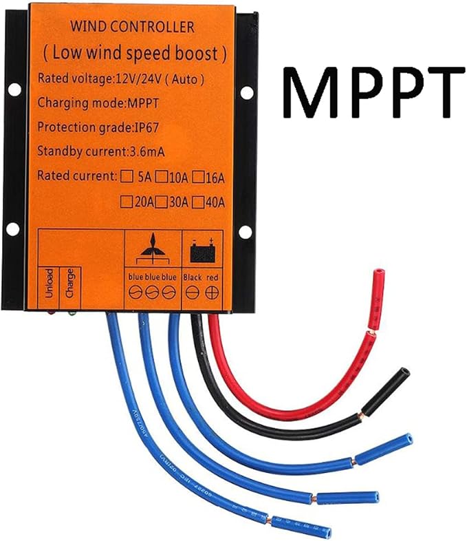 Pionowy generator turbiny wiatrowej, spirala do użytku domowego, 12 V/24 V/48 V/220 V, bez hałasu, z kontrolerem MPPT (pomarańczowy, 2 ostrza) - obrazek 3