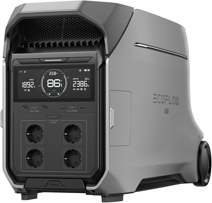 Przenośna elektrownia EF ECOFLOW DELTA Pro 3, akumulator LFP 4096 Wh, możliwość rozbudowy do 12 kWh, moc wyjściowa 230 V i 4000 W prądu przemiennego, generator słoneczny do użytku domowego, kempingu