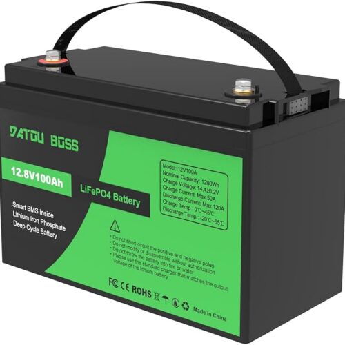 DATOUBOSS 12V 100Ah LiFePO4 Battery 100A BMS 8000+cycles Deep Cycle Lithium Battery MAX 1280W wsparcie mocy w połączeniu szeregowym/równoległym
