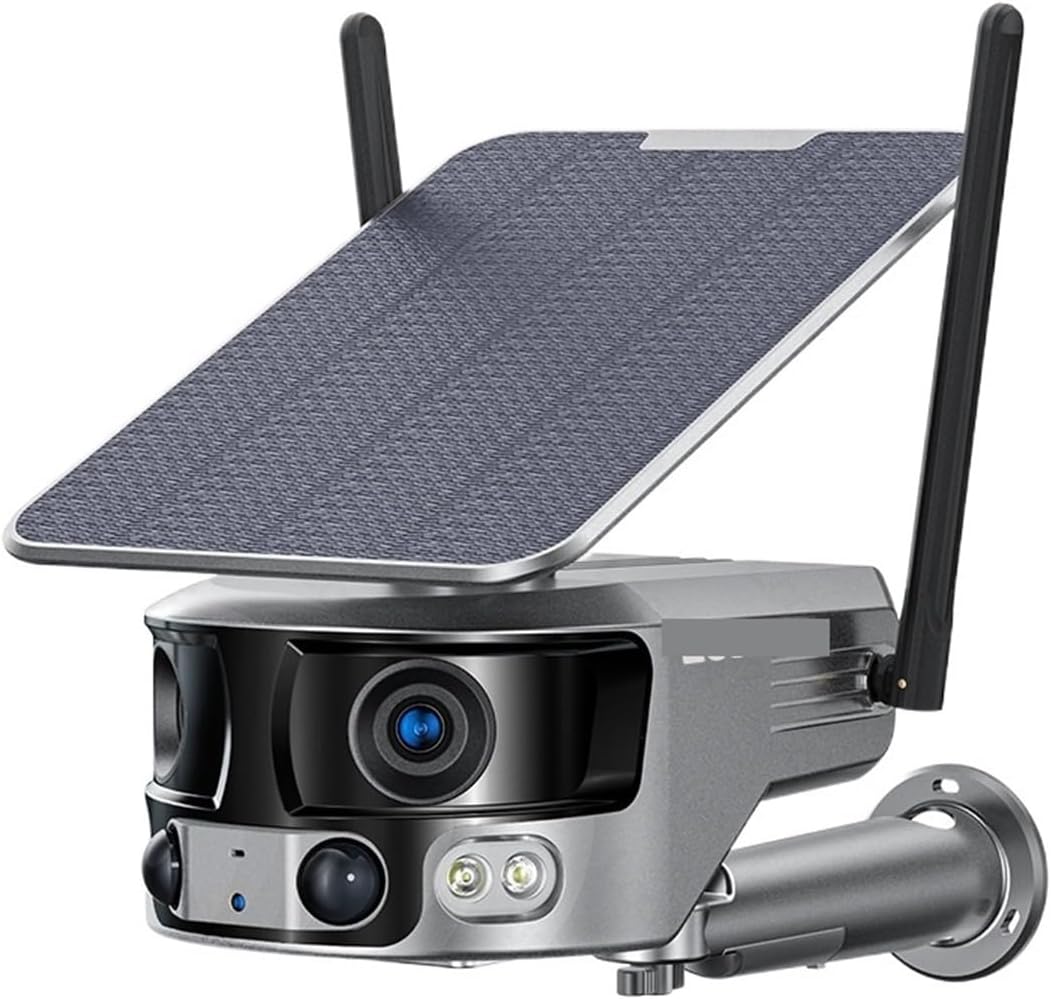Kamera IP bezpieczeństwa na zewnątrz, Zewnętrzna Kamera Solarna 4k, Noktowizor, Podwójny Obiektyw, Szeroki Kąt Widzenia 180°, Panel Słoneczny 6 W Obrazy HD(WIFI With 128G) - obrazek 2
