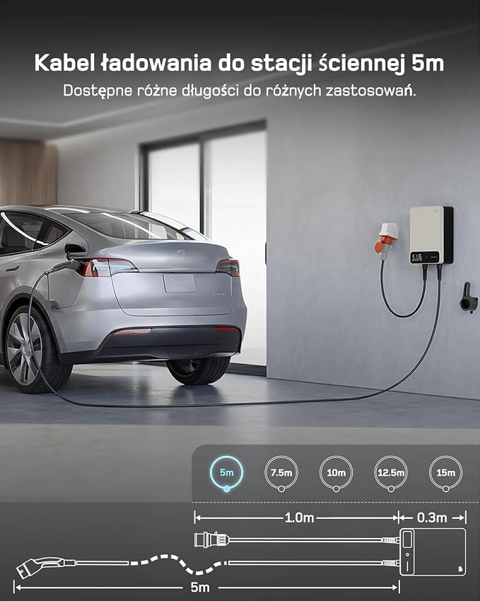 dé Skrzynka ścienna typu 2, 11 kW, z aplikacją i RFID, 6-16 A, 3-fazowa ładowarka EV, 400 V z kablem do ładowania 5 m i uchwytem na kabel do ochrony BEV/PHEV, RCD typu B i IP54, wydajna stacja - obrazek 6
