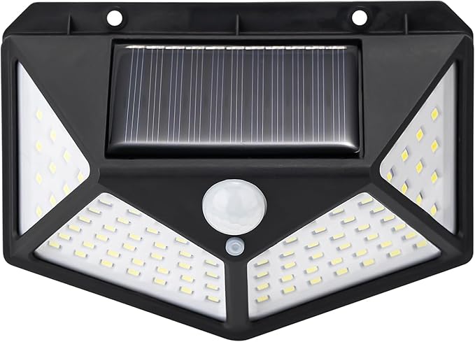 GRIFEMA Zewnętrzna lampa solarna z czujnikiem ruchu, zewnętrzna lampa solarna LED do ogrodu, 100 diod LED, 3 tryby, kąt 270°, IP65, akumulator 800mAh, GDK203 | 3 tryby, kąt świecenia 270 stopni, IP65, akumulator 800 mAh, do ogrodu