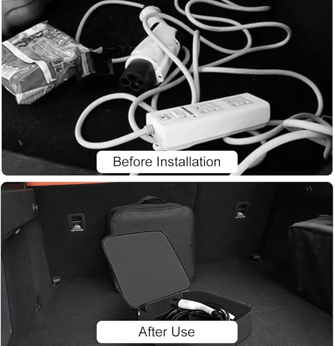 Torba Na Kable Ev,Organizowania Przewodów Samochodów Elektrycznych,Przenośny Kwadratowa Futerał, Wodoodporna Torba Na Kable,Kabel Do Ładowania Samochodu Elektrycznego,Czarna,Kiuiom - obrazek 5