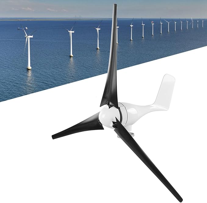 Annadue Zestaw Małych Turbin Wiatrowych o Mocy 1200 W, 3 łopatkowe Części Zasilające do ładowania W Domu Morskim, Wysokie Wykorzystanie Energii Wiatru, łatwa Instalacja (BLACK #15) - obrazek 2
