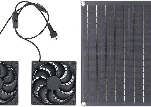 Wentylator Słoneczny, Wentylator Panelowy 25 W, Odporny na Warunki Atmosferyczne, z Podwójnym Wentylatorem DC do Małych Kurników, Szklarni, Szop, Domów dla Zwierząt, Okna