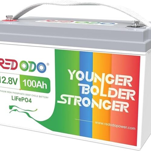 Redodo Bateria litowa12V 100Ah LiFePO4 z BMS 100A, 4000+ razy przy 100% DOD Baterie litowe 12V do kamperów, kempingów, systemów paneli słonecznych, poza siecią, morskich, silników trollingowych