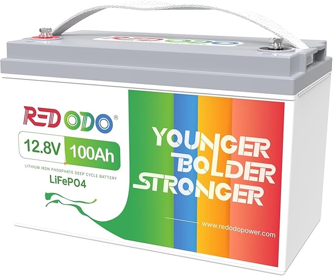 Redodo Bateria litowa12V 100Ah LiFePO4 z BMS 100A, 4000+ razy przy 100% DOD Baterie litowe 12V do kamperów, kempingów, systemów paneli słonecznych, poza siecią, morskich, silników trollingowych