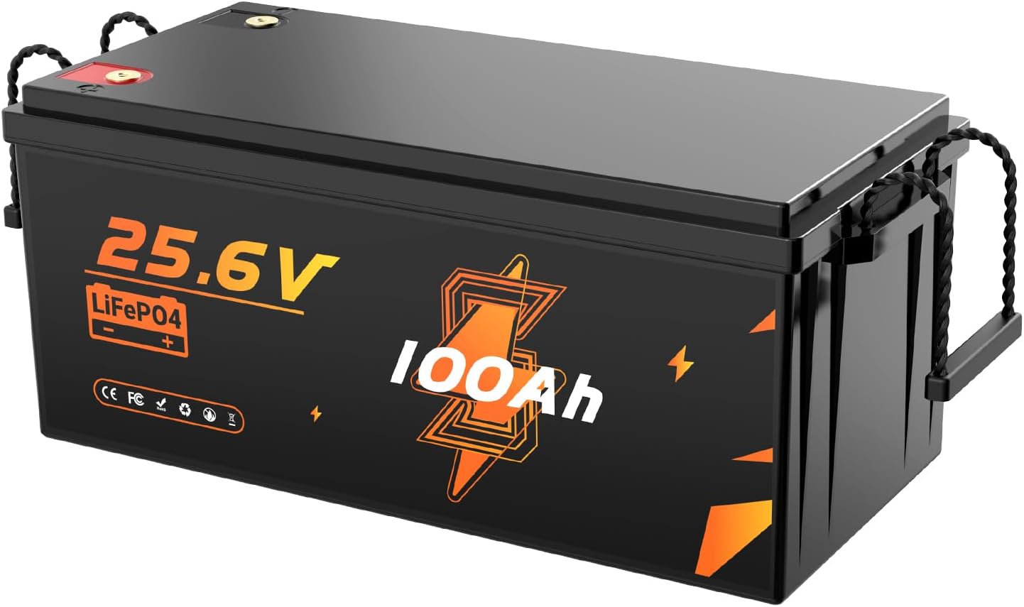 LiFePO4 akumulator litowy 24 V, 100 Ah, 2560 Wh, do 15000 cykli Deep Cycle, akumulator litowy 100 A BMS, klasa A LiFePO4 ogniwa do kamperów, przyczep kempingowych, magazynowania energii, Van, Off-Grid - obrazek 2